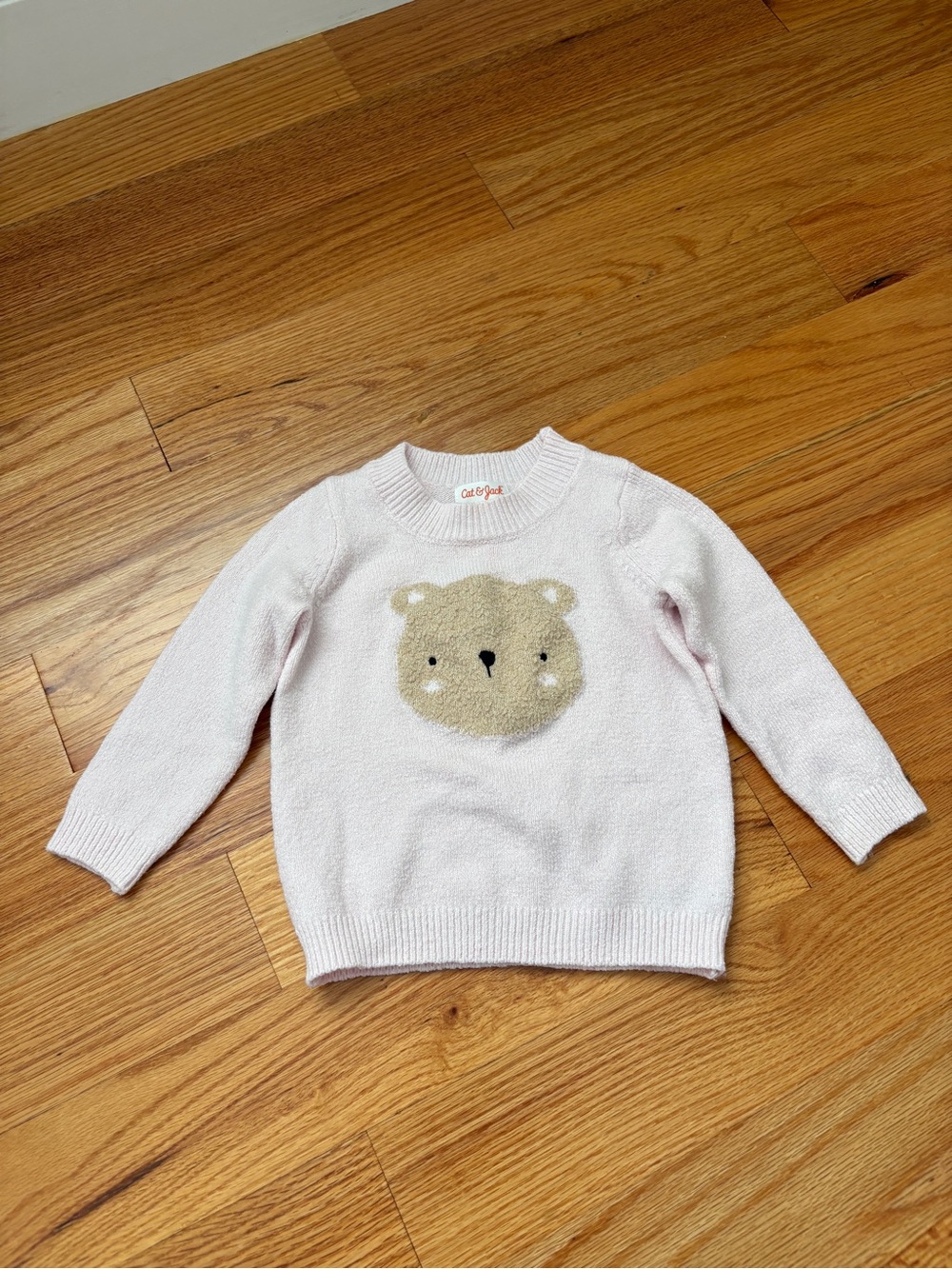 Cat & Jack Light Pink Bear Pullover Sweater